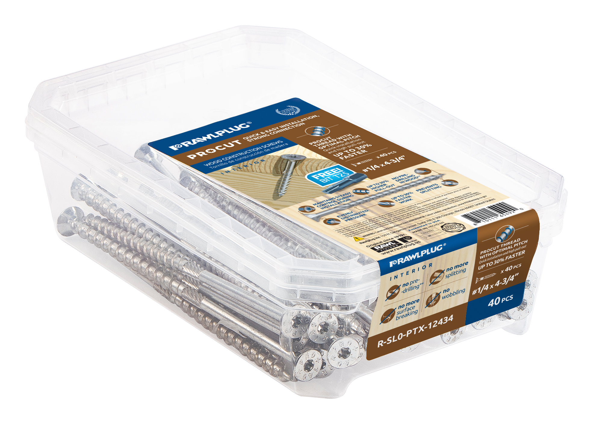 PROCUT Construction Screw with Countersunk Head and Partial Thread